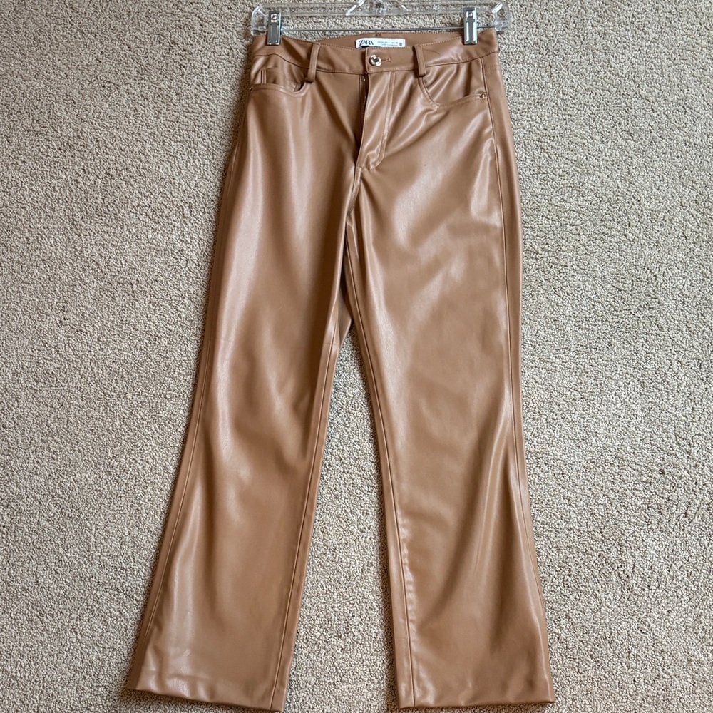 Zara Tan Leather Pants